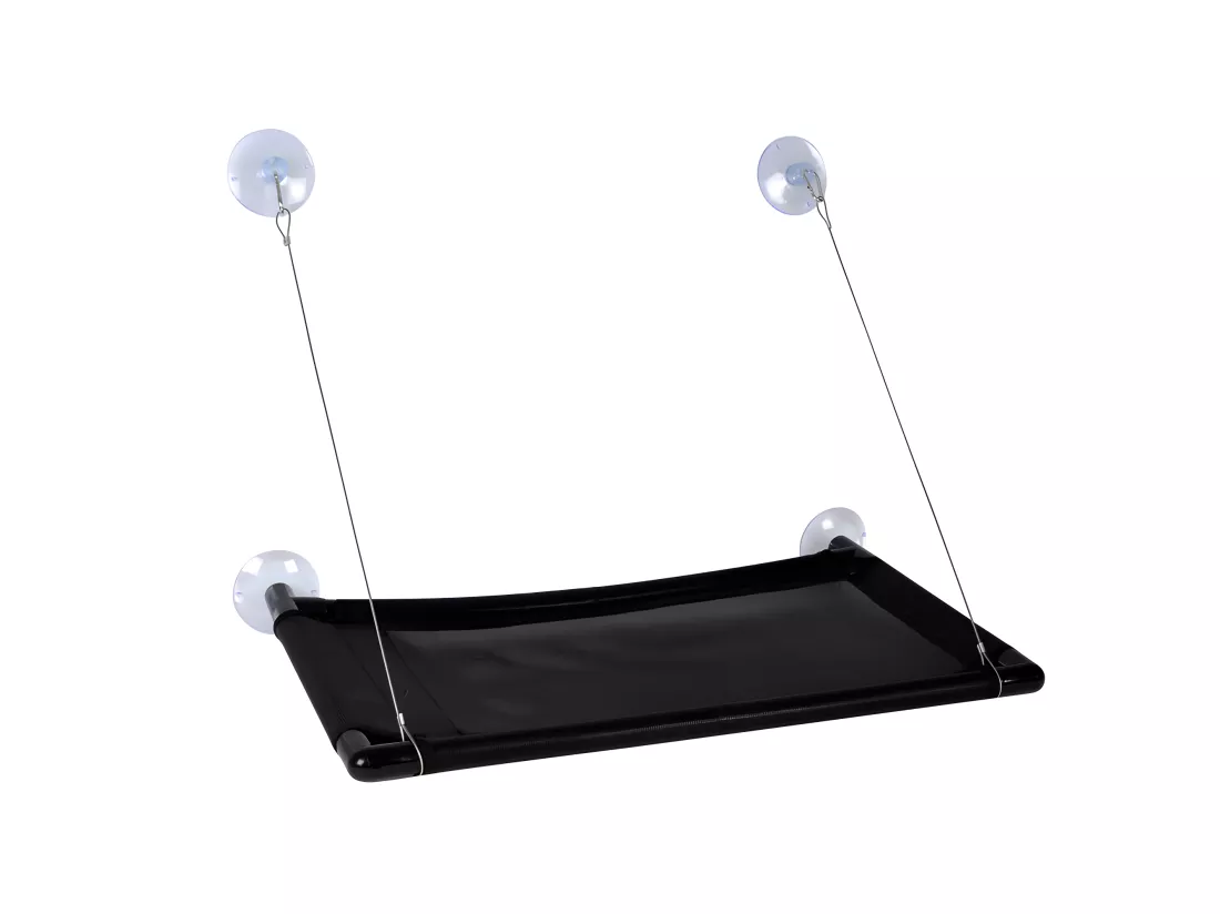 Hamac de fenêtre en polyester avec ventouses - Noir - L 66 x l 36 cm