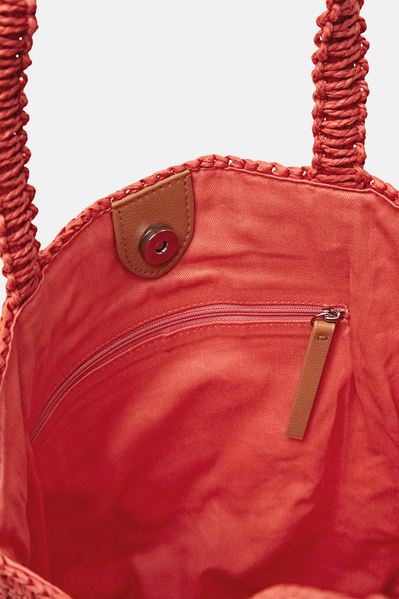Bolsa de compras em papel trançado - Coral