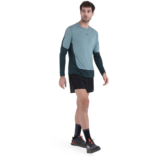 T-shirt randonnée ICEBREAKER M MERINO 125 ZONEKNIT ENERGY WIND LS TEE FATHOM GREEN/CLOUD RAY/CB