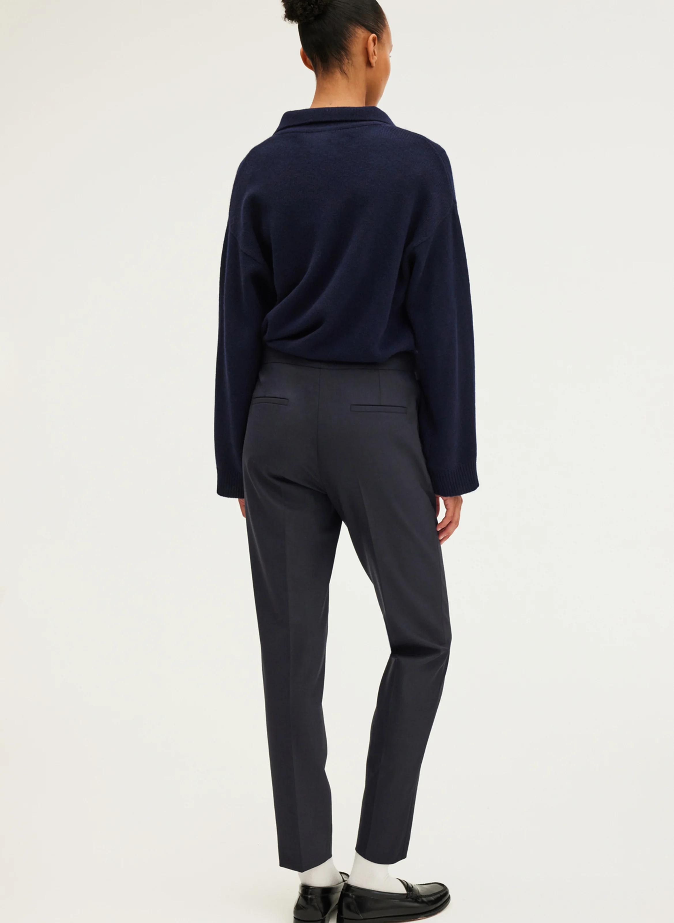 NEDA - Pantalon droit en laine mélangée | Bleu