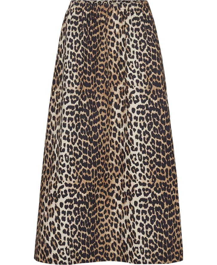 Ganni Printed Cotton Elasticated Maxi Ski Leopard