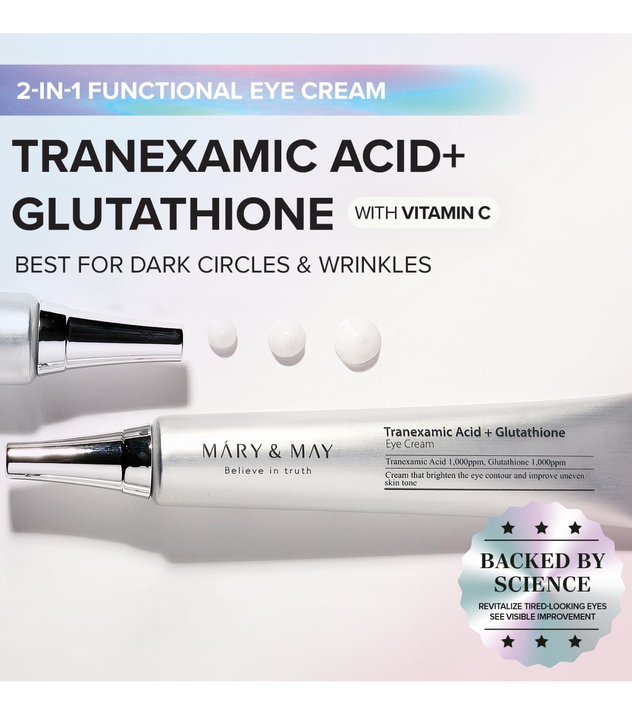 Mary & May - Creme para Contorno dos Olhos Tranexamic Acid+ Glutathion