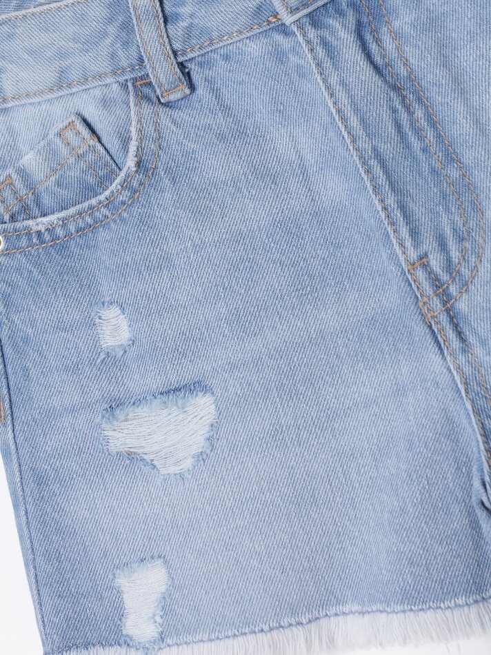 Shorts jeans rasgados - Azul claro