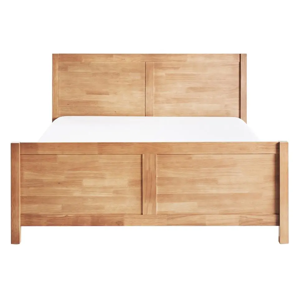 CHAMPAGNAT - Tweepersoonsbed - Lichtbruin - 140 x 200 cm - Rubberhout