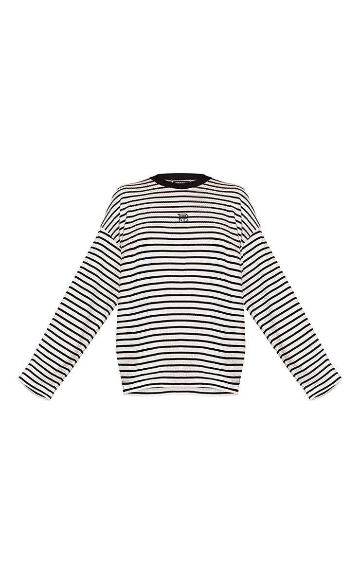 Monochrome T-shirt Oversize À Rayures Contrastées Avec Détail Logo En Jersey