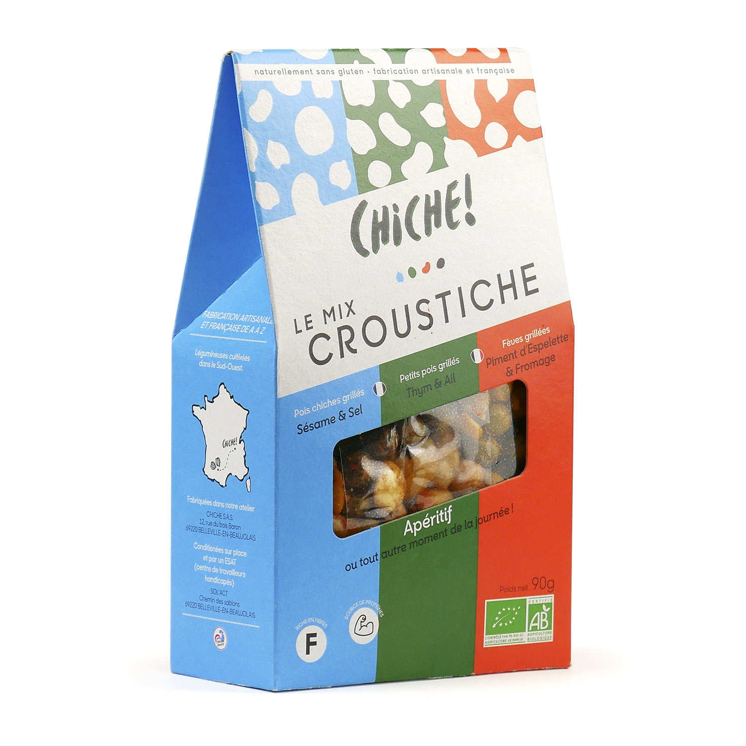 Le mix Croustiche - Pois chiches, fèves et petits pois bio grillés à croquer