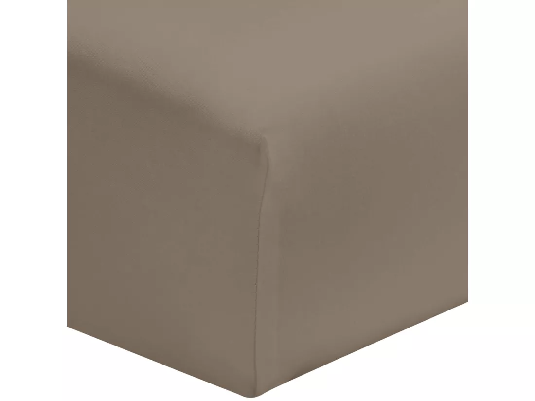 Drap housse taupe 100% coton biologique bonnet 30 cm 90x190