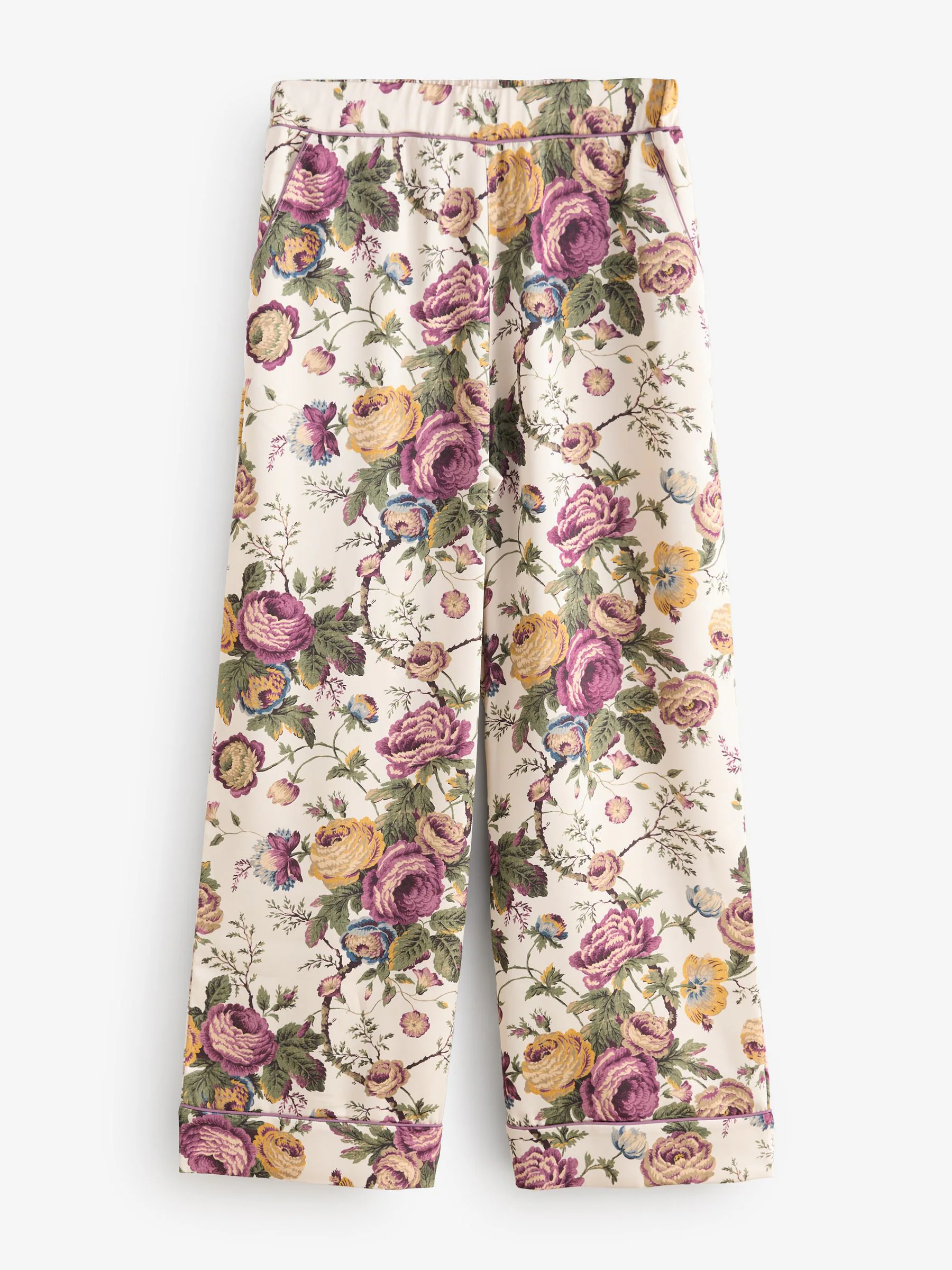 Laura Ashley Uffington Roses Satin Button Through Pyjamas