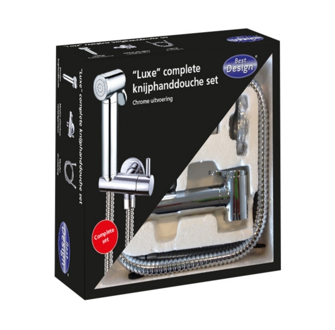 Best Design knijp handdouche set inclusief opsteek en slang chroom