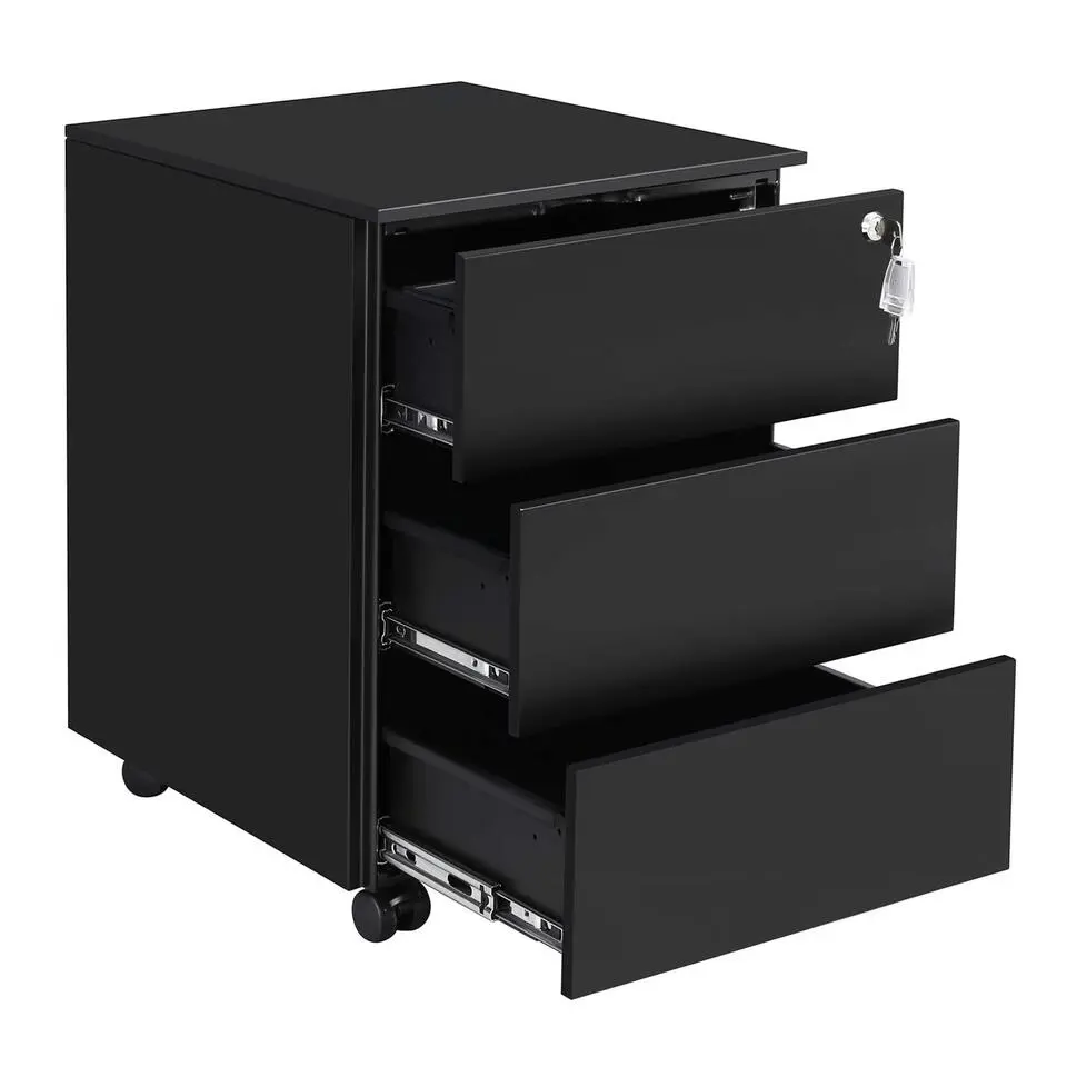 Bureau Ladeblok verrijdbaar Incl. Slot - 55x45x39cm - Zwart