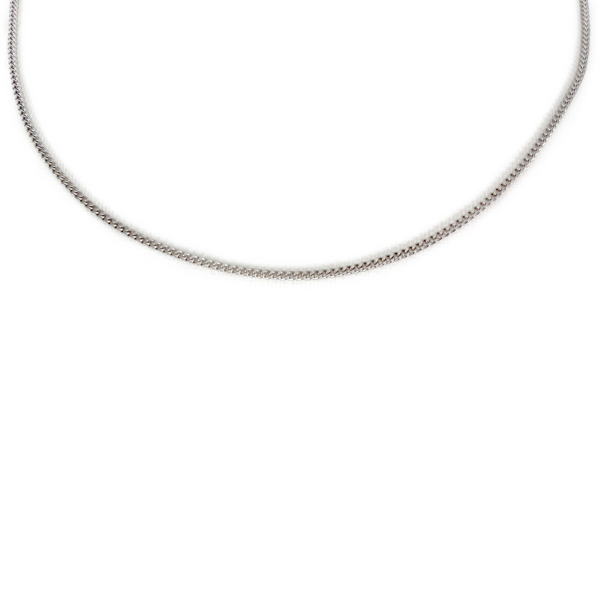 Chaine d'occasion or 750 blanc maille gourmette 38.5 cm
