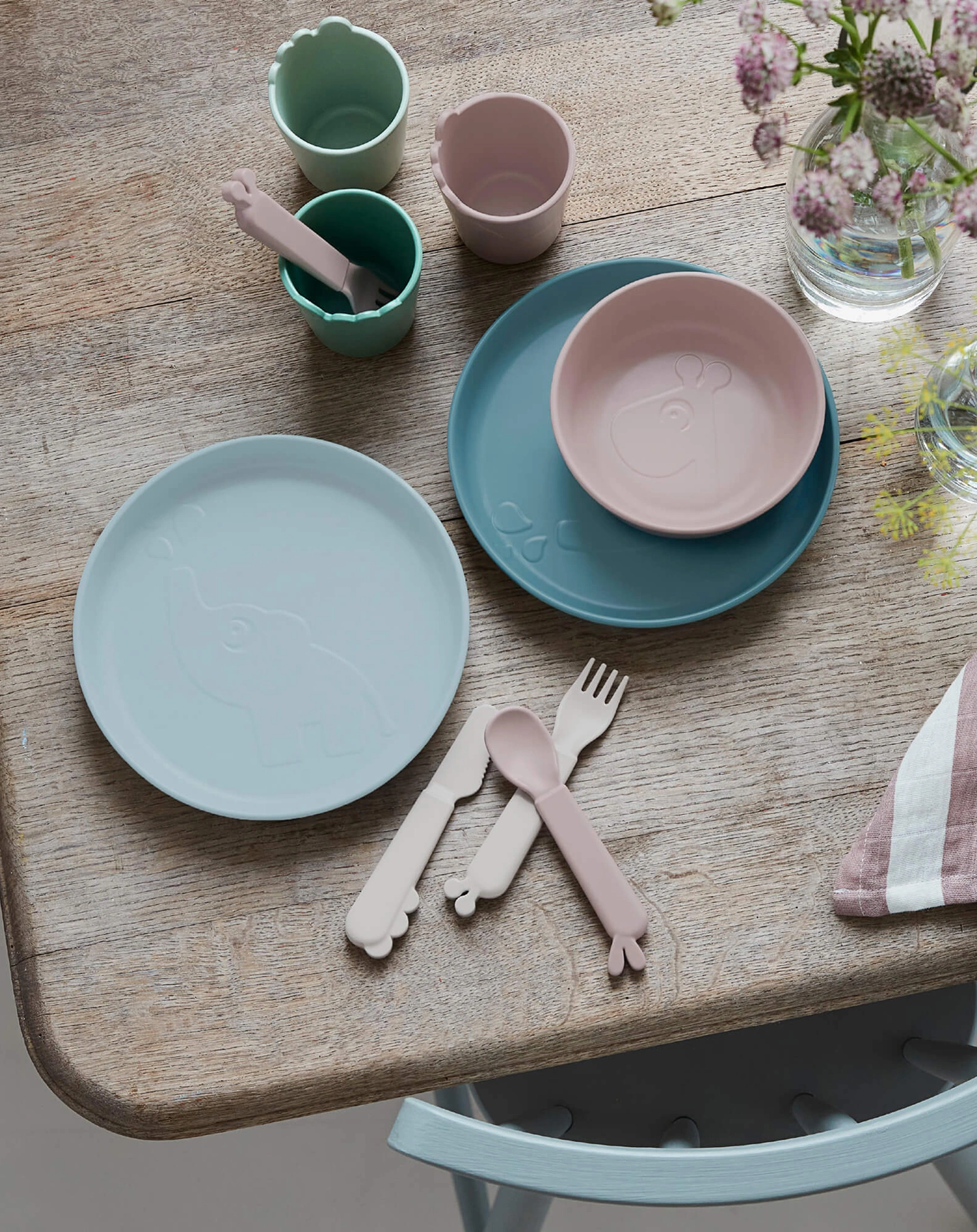 Besteck-Set KIDDISH - DEER FRIENDS 3-teilig in senfgelb