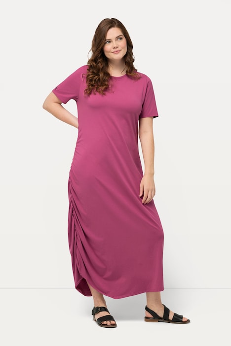 Jersey-Maxikleid, Rundhals, Halbarm, Biobaumwolle
