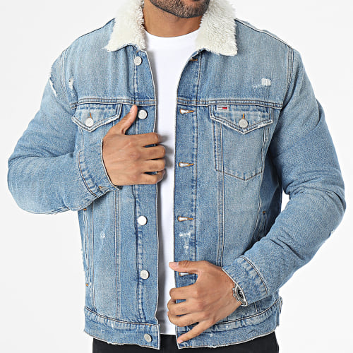 Veste Jean Col Fourrure Teddy Trucker 7471 Bleu Denim