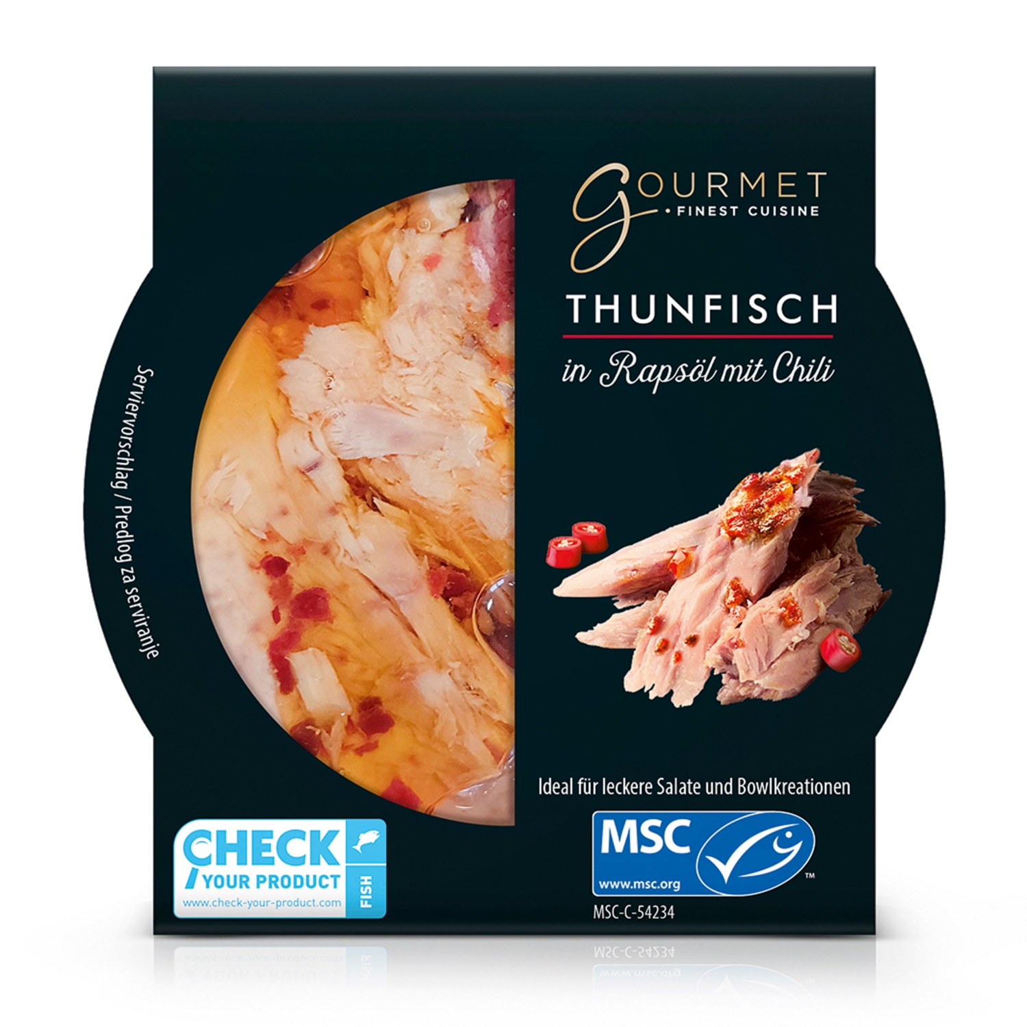 GOURMET MSC Thunfischfilet Mix in Rapsöl, mit Chili 160 g