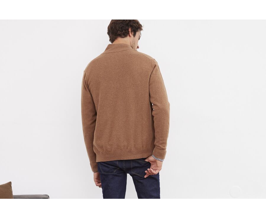 Gilet zippé homme laine Noisette Chiné - KANTY