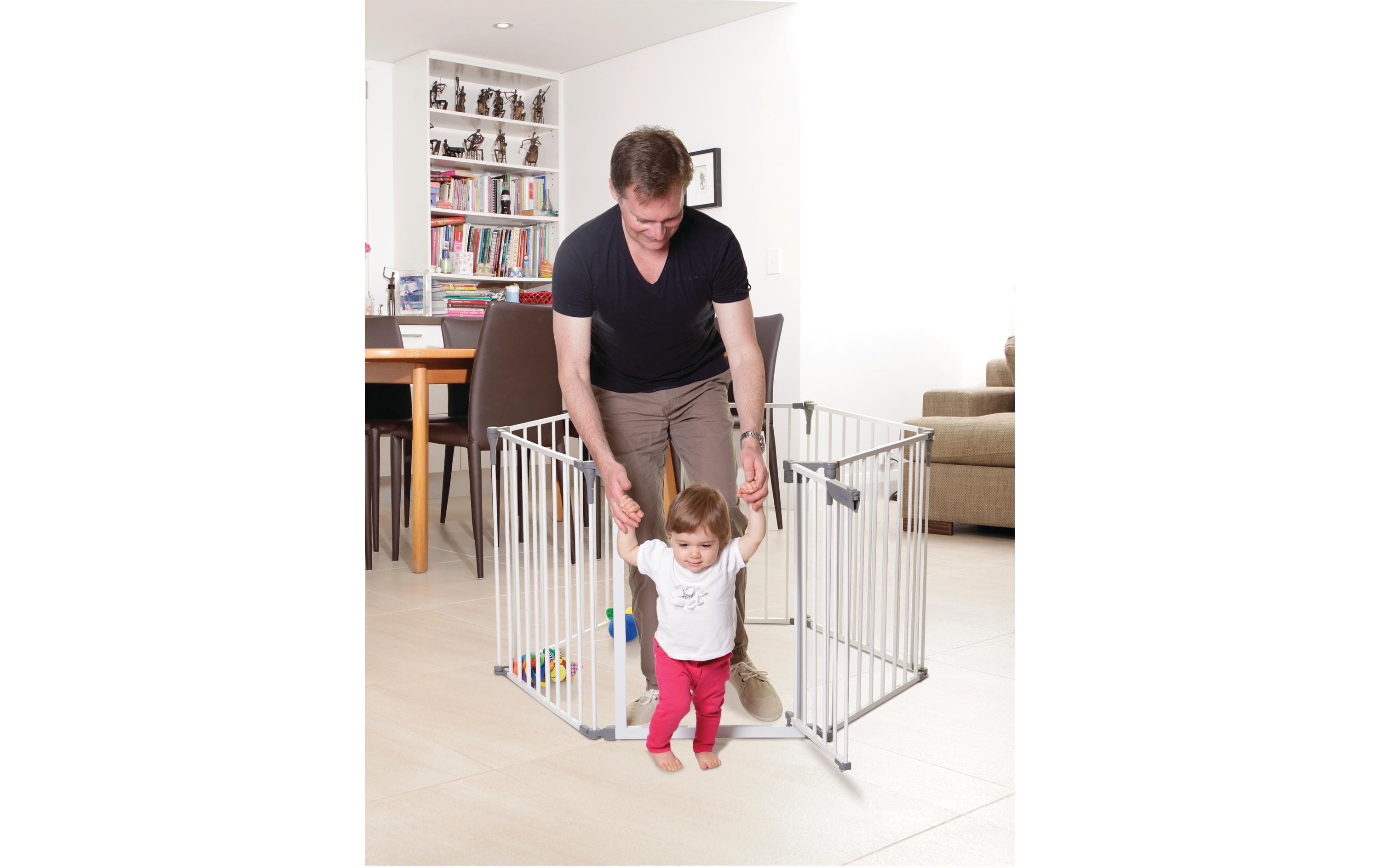 Laufgitter Royale Converta Weiss 3-in-1<br>Metall Laufgitter breite Barriere/Kaminschutz