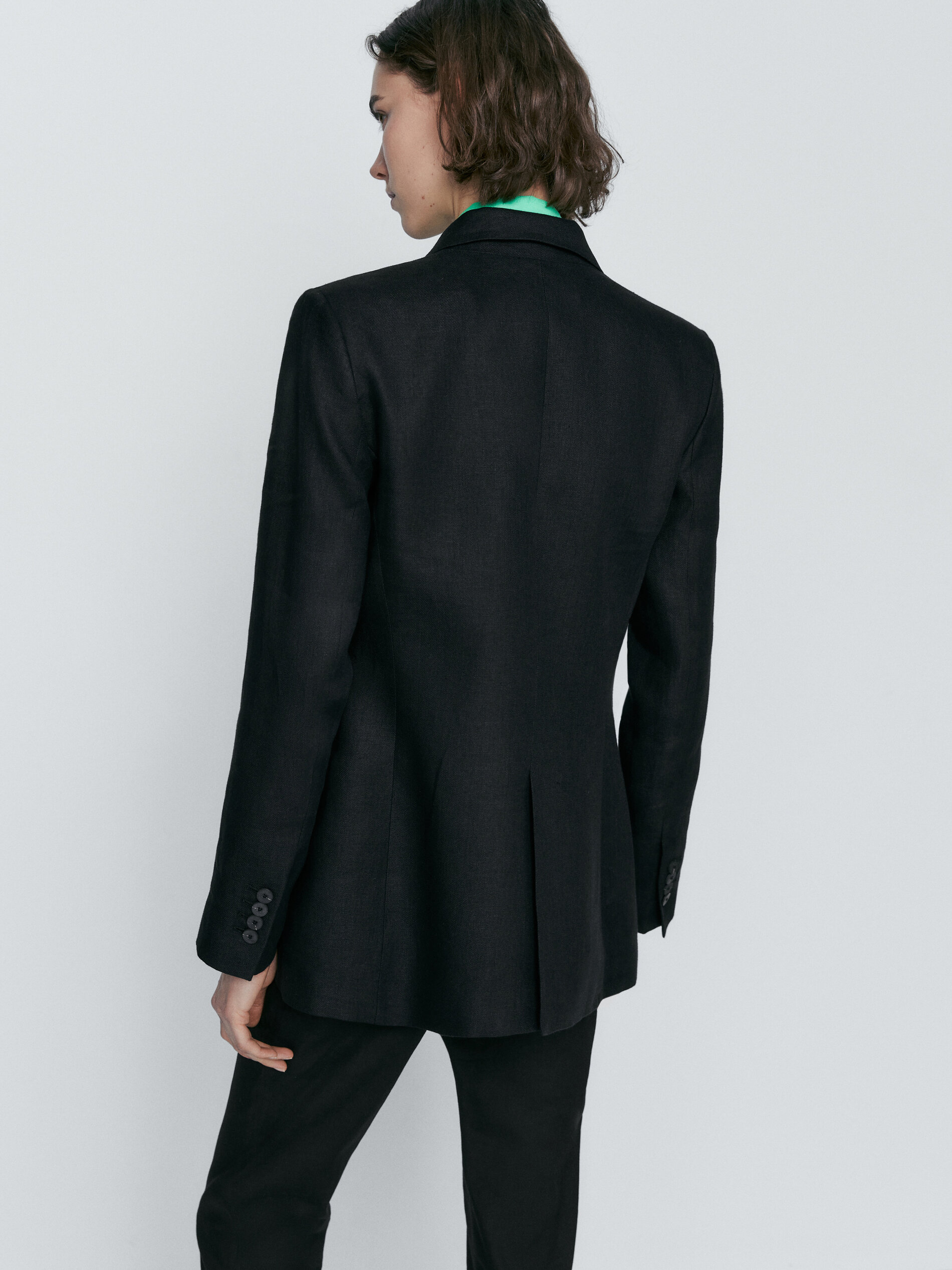 Americana traje mezcla linho stretch - PRETO
