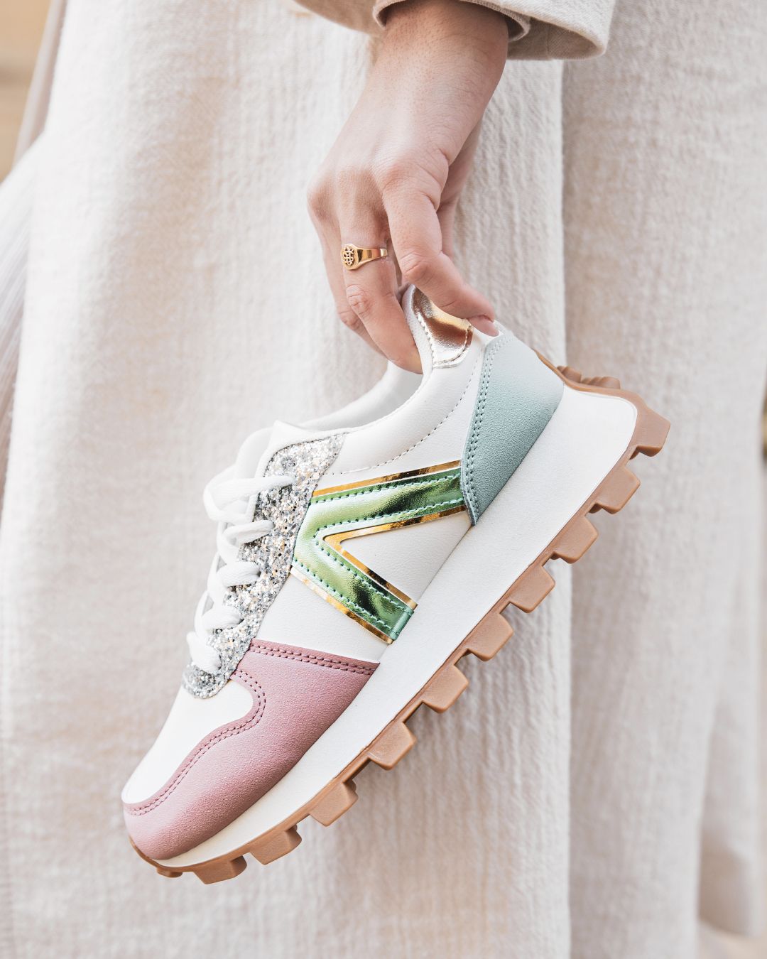 Basket femme multicolore à lacets - Edna