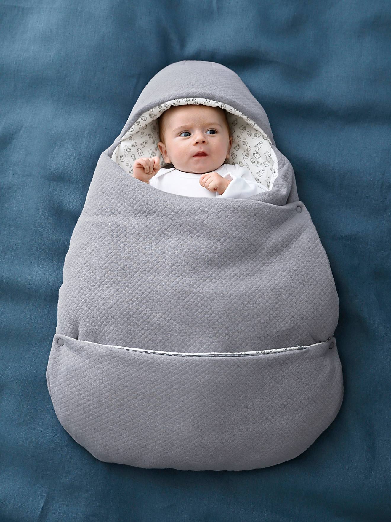 Saco de dormir conversível 2 em 1 para bebês, cinza