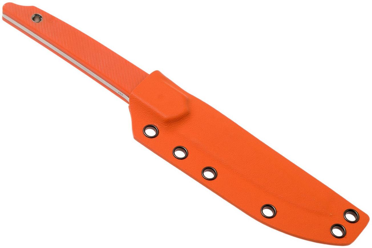 Amare Knives Pocket Peak Fixed, stonewash orange G10, vaststaand mes