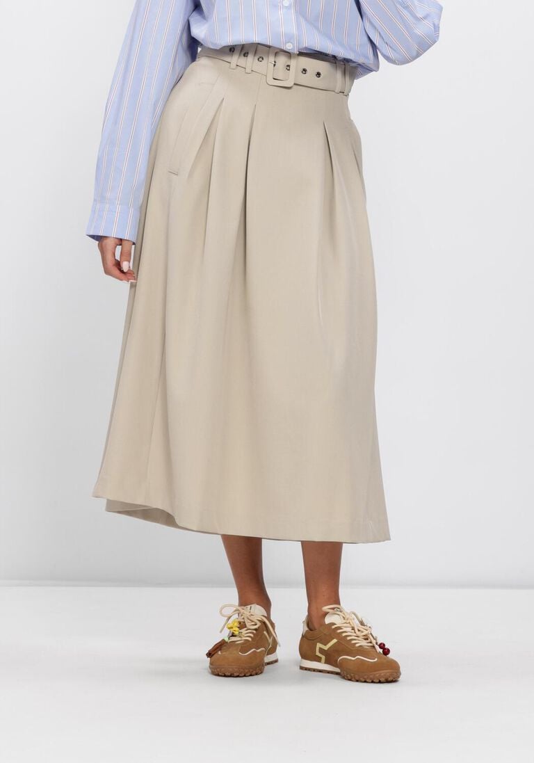 taupe co'couture rokken lunacc belt pleat skirt