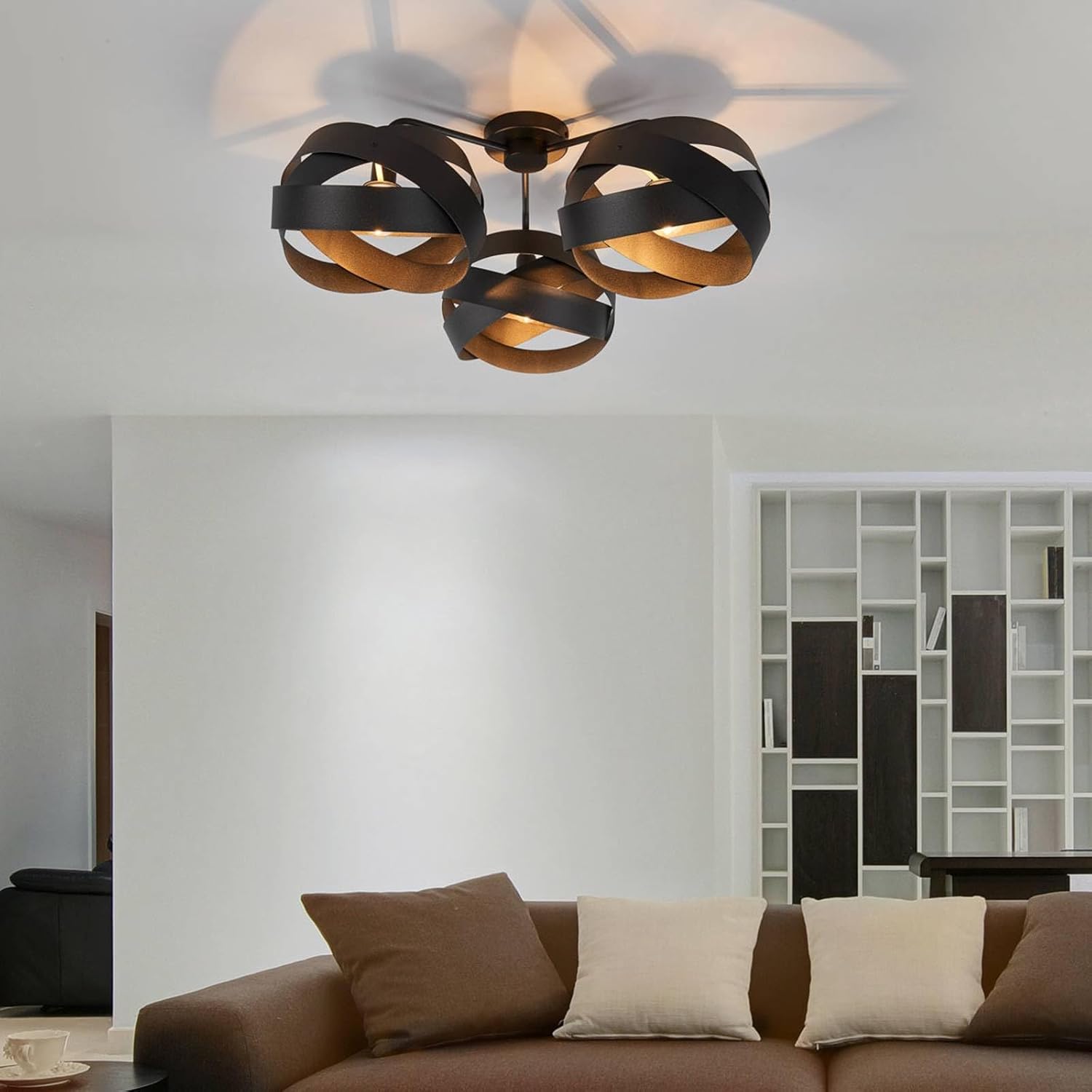 Euluna Deckenlampe Tornado (Modern) in Schwarz aus Metall (3 flammig, E14) - Deckenleuchte Lampe Wohnzimmerleuchte