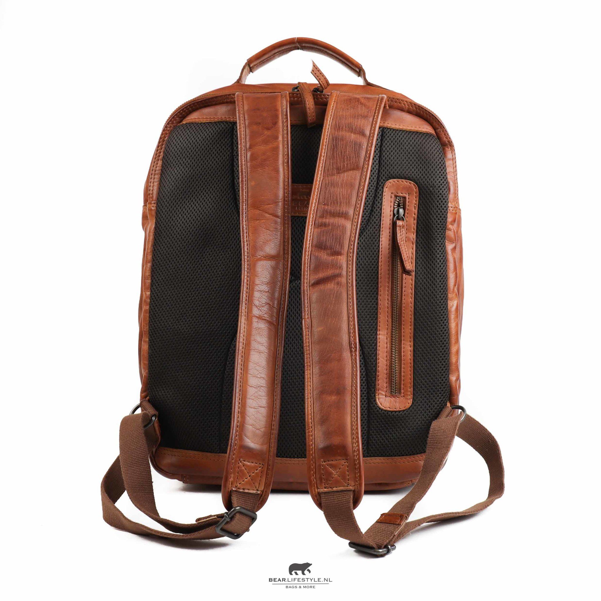 Bear Design Cow Lavato Rugzak Ties 17,3 inch Cognac CL40848