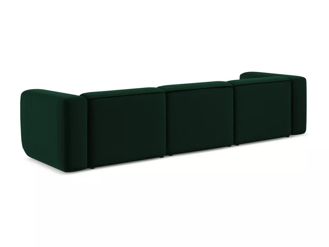 Canapé modulable 4 places en velours - bouteille verte - EKAHI
