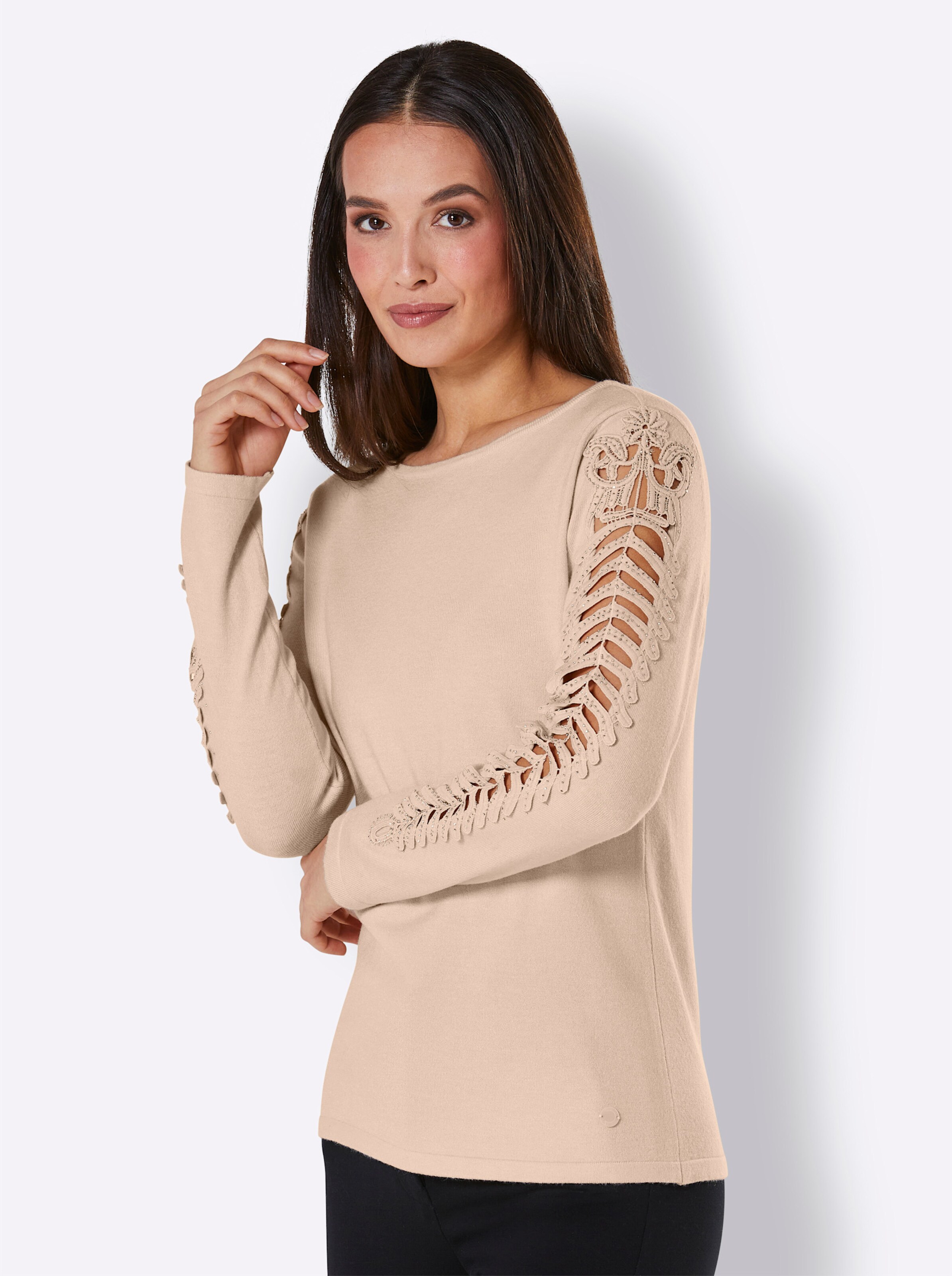 CREATION L PREMIUM Modal-Polyamid-Pullover in elfenbein