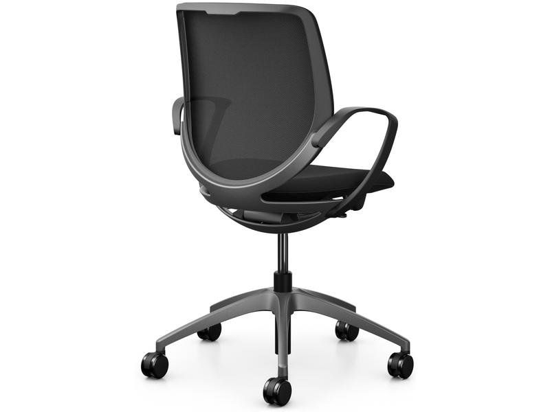 Giroflex Bürostuhl 313 mit Netzrücken und Armlehnen, Schwar Arbeitsstuhl für gesundes, ergonomisches Sitzen
