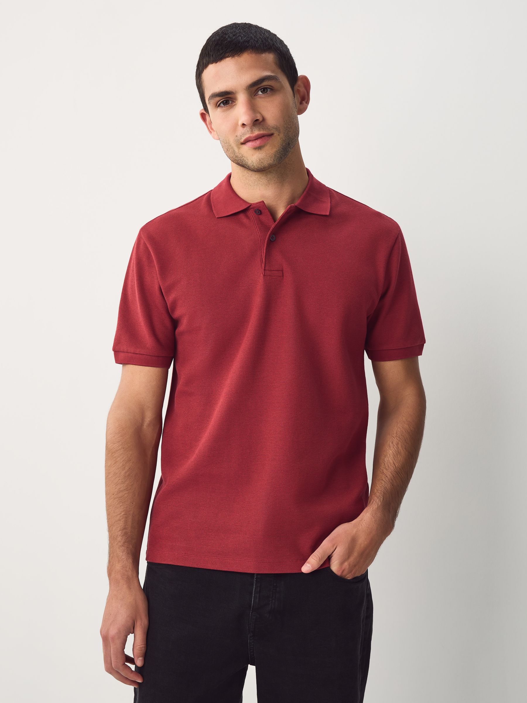 Rood - Nette poloshirt met textuur
