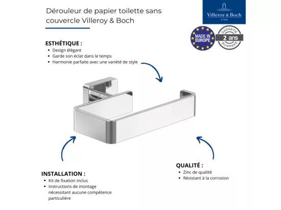 Dérouleur de papier toilette sans couvercle VILLEROY ET BOCH Elements - Striking Or Brossé