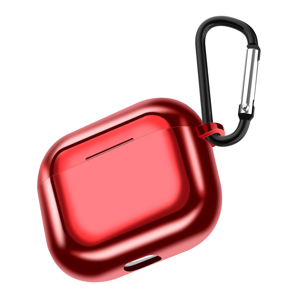 AirPods (3. Generation) Gummi Schutzhülle Abdeckung mit Karabinerhaken Metallic Look - Rot
