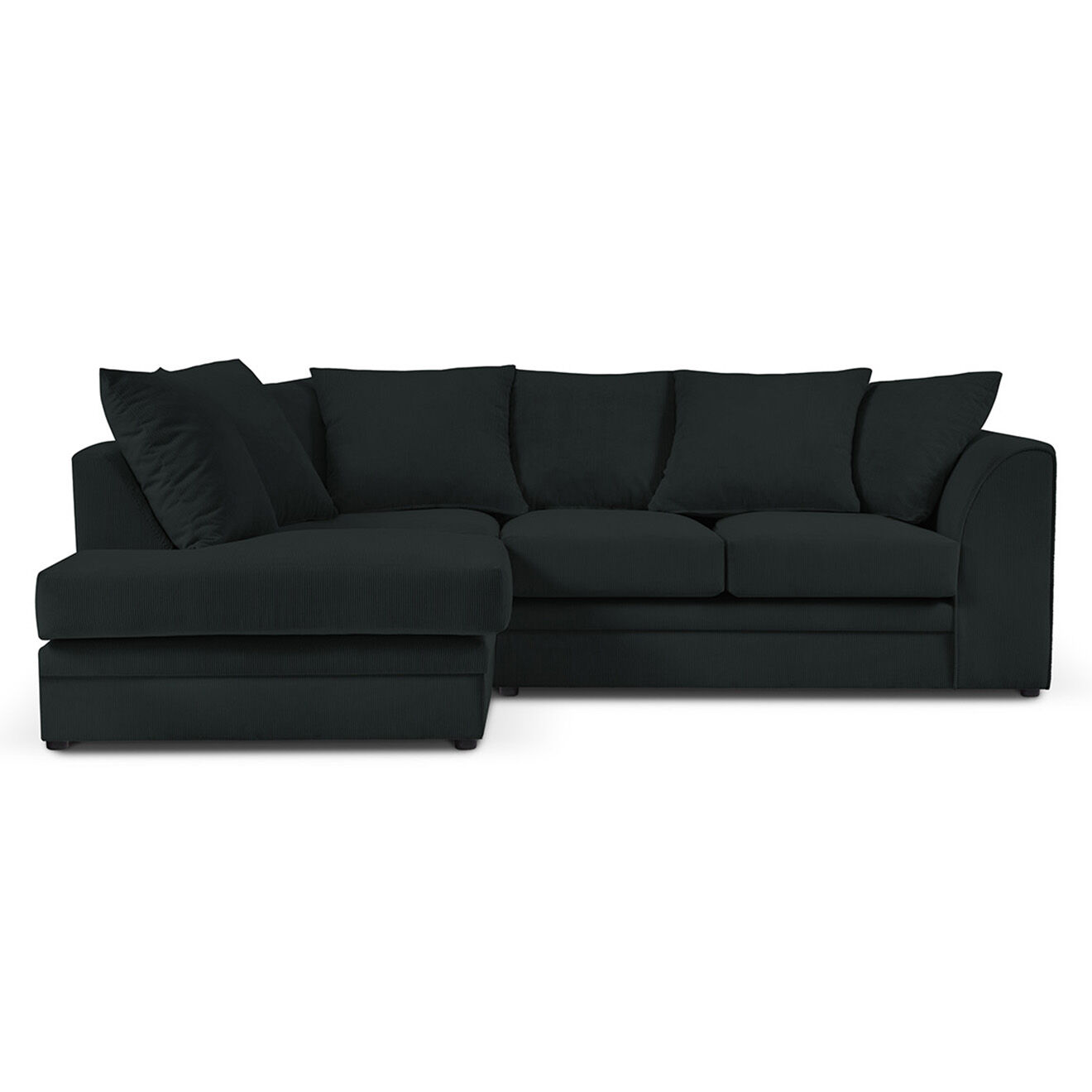 Mazzini Sofas Canapé d'angle Gauche Quince Velours côtelé 4 Places noir - 221x171x80 cm