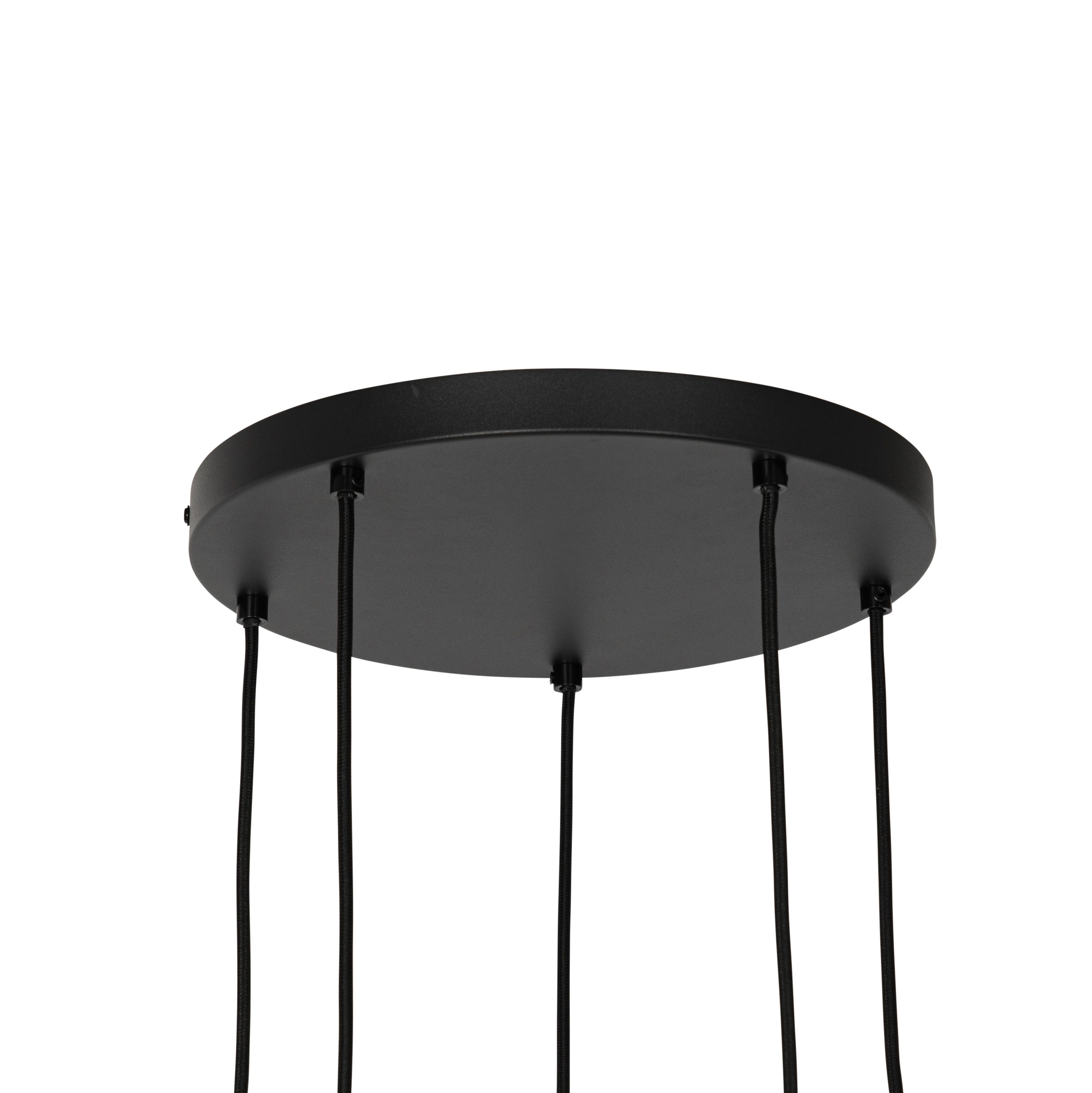 Art Deco hanglamp zwart met smoke glas rond 5-lichts - Josje