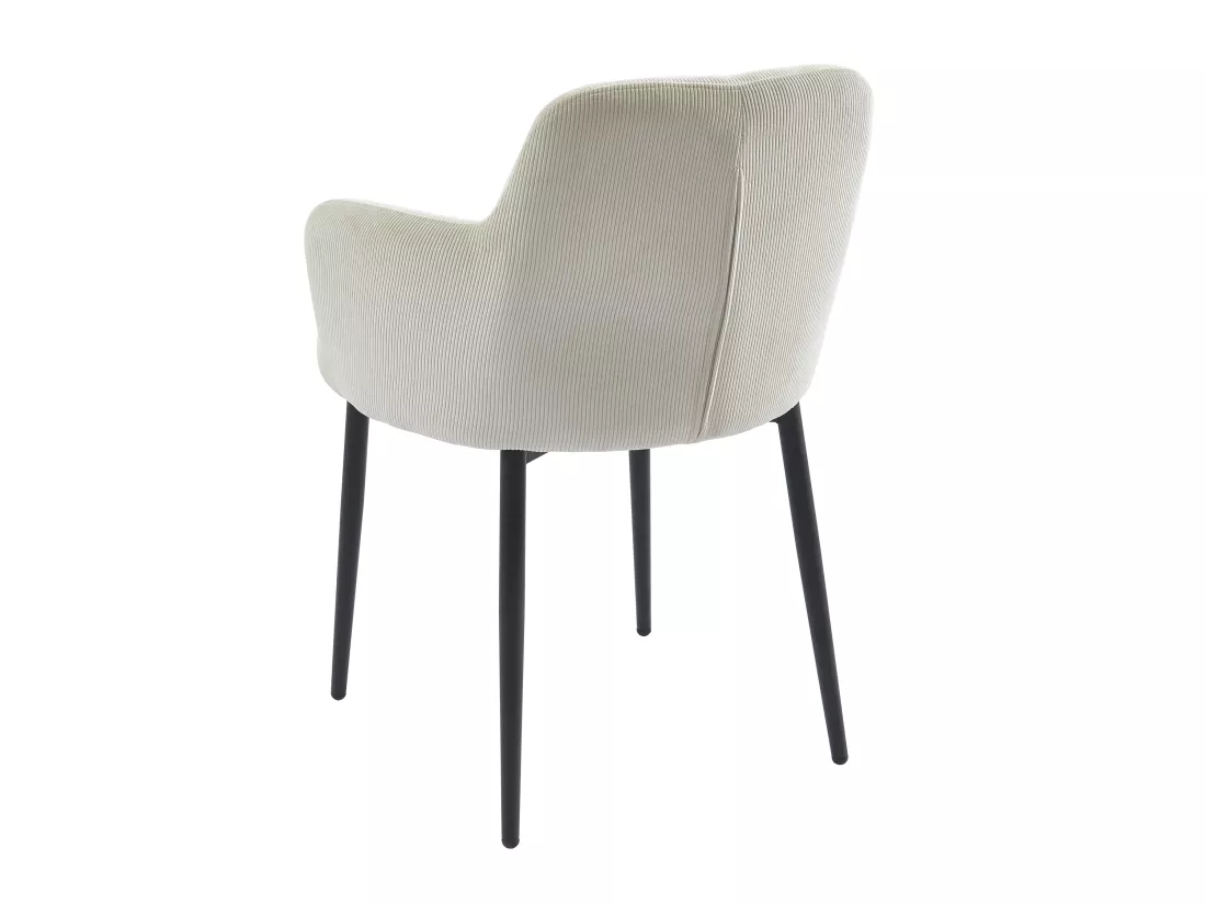 Lot de 2 chaises en velours côtelé et métal - Crème - CELOLA de Pascal MORABITO