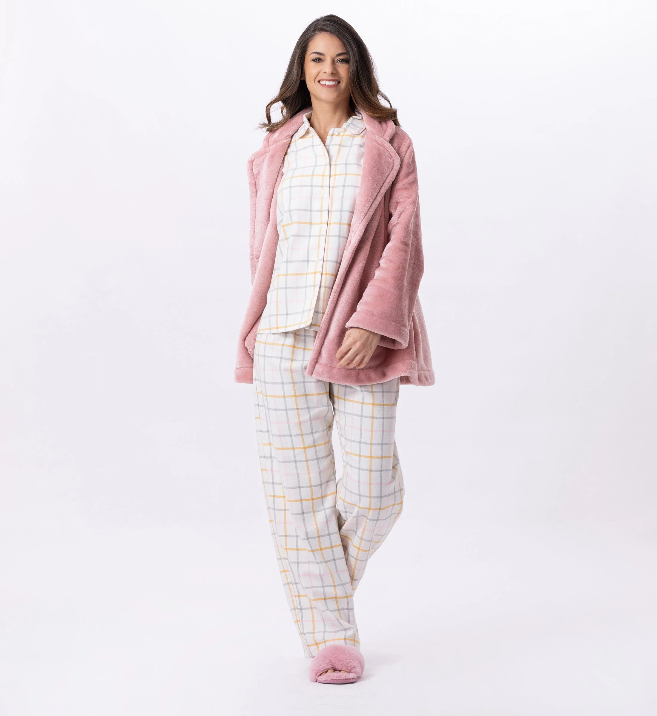 ESSENTIEL H77A - Veste en peluche flanelle | Rose