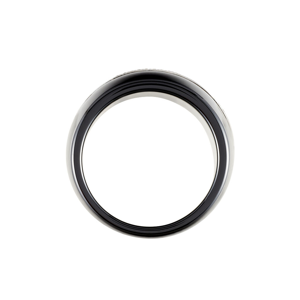 Bague Ceramik Design Argent Blanc Oxyde De Zirconium Et Céramique