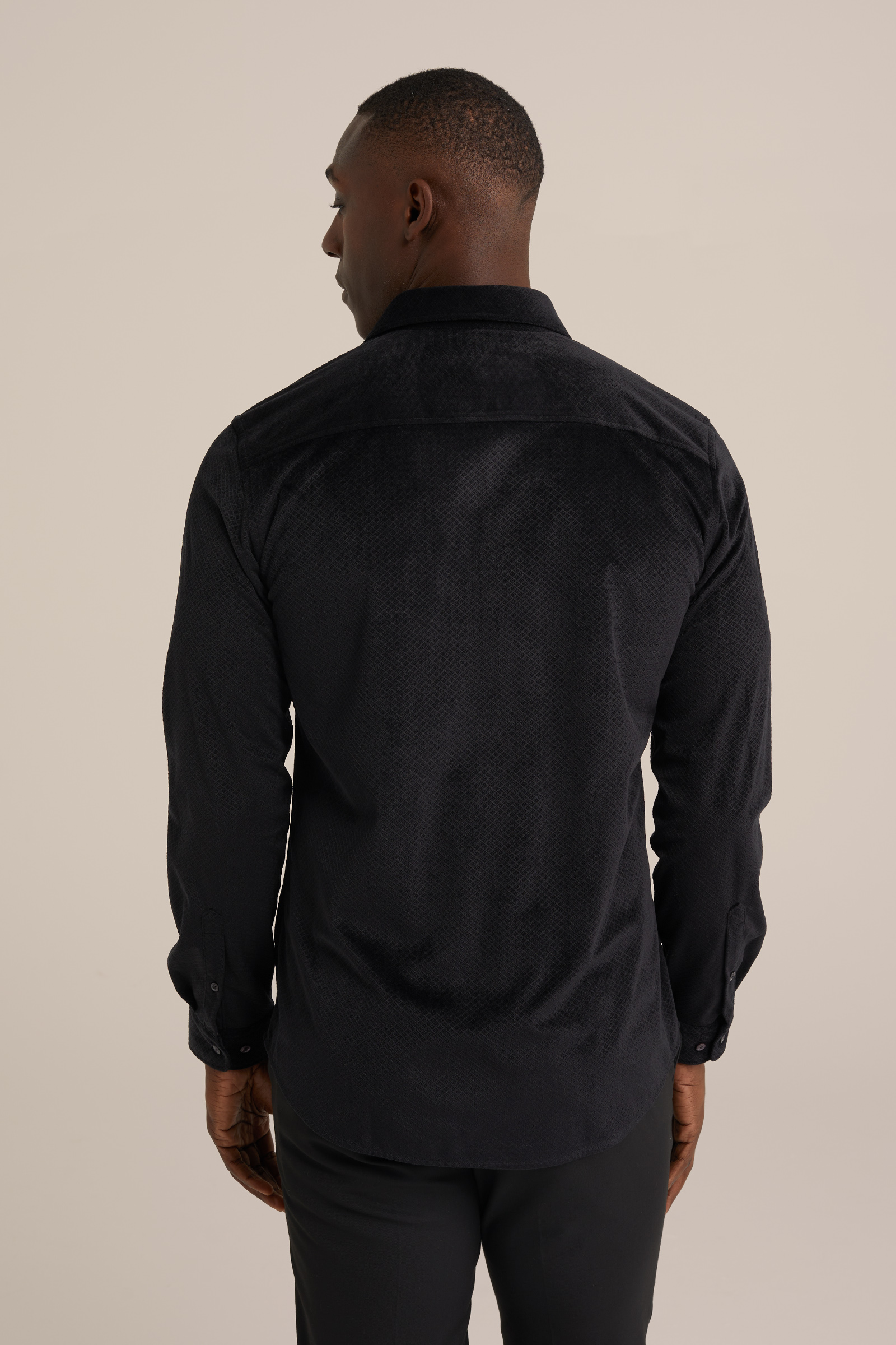overhemd van velvet met structuur WE Fashion Zwart