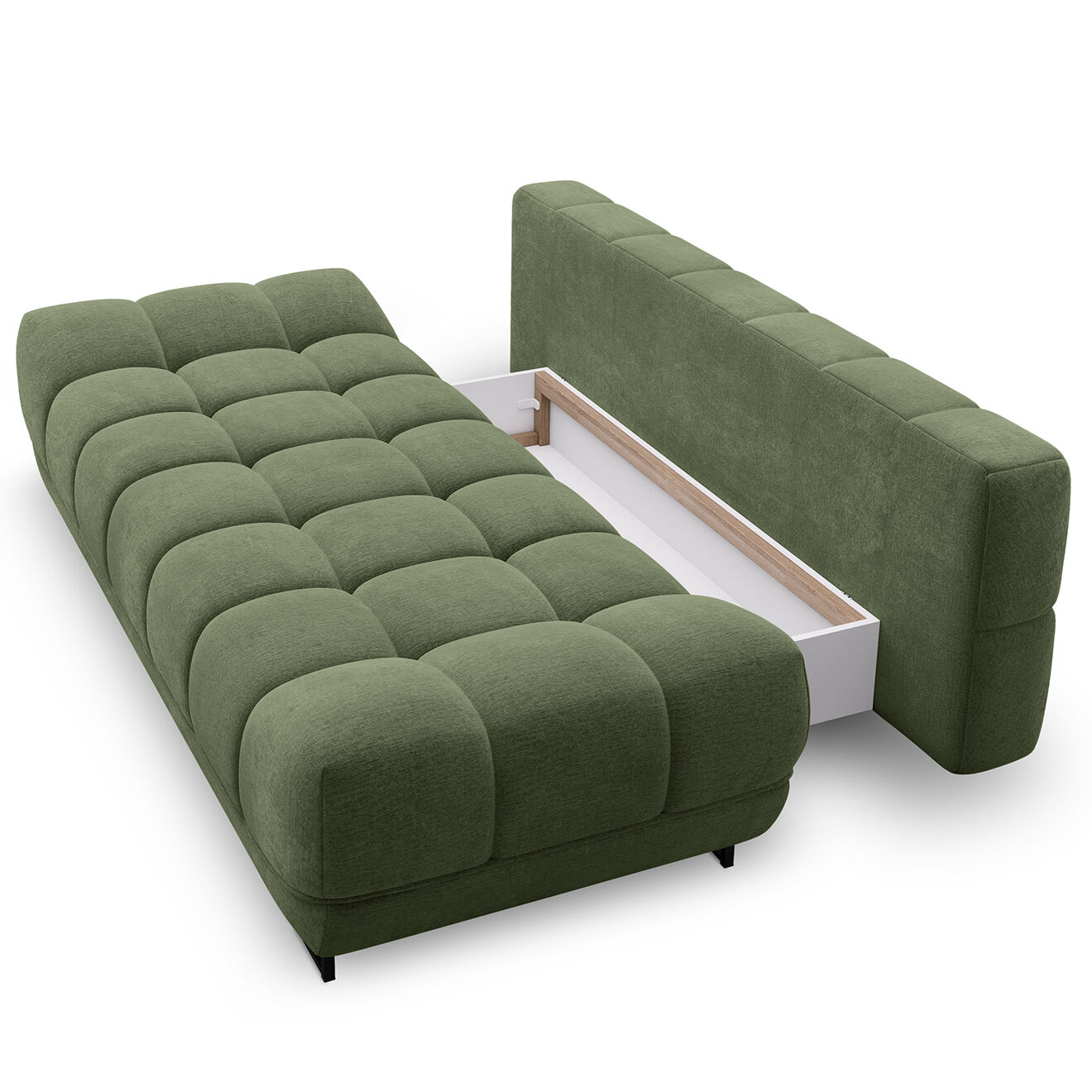 Windsor & Co Canapé convertible avec coffre de rangement Cirrus vert - 215x112x90 cm