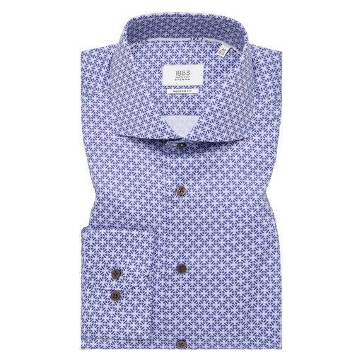Eterna Modern Fit Printet Skjorte, Blå, 48