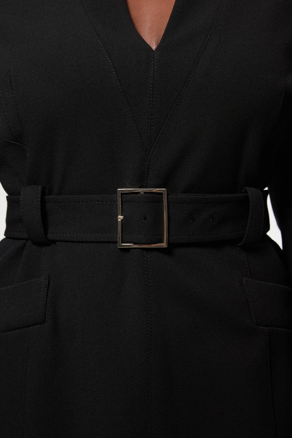 KarenMillen Robe Midi Ceinturée en Crêpe Structuré Grande Taille Forever