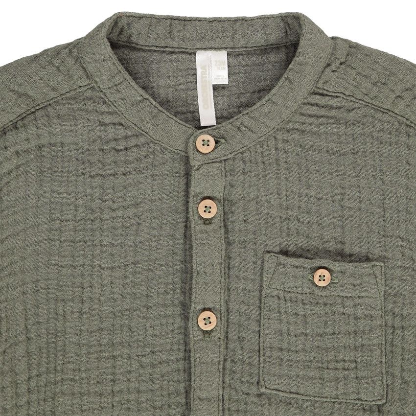 Chemise manches longues en tetra pour bébé garçon - Kaki