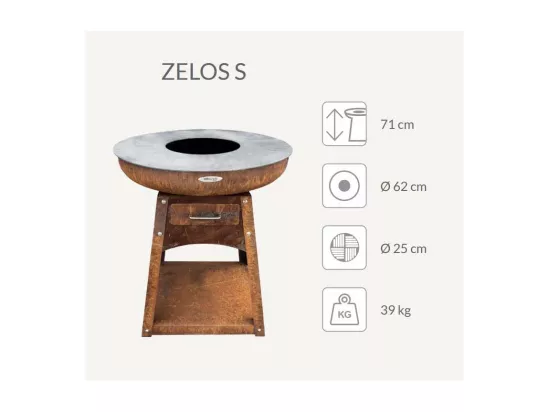 Barbecue brasero en acier Zelos Hauteur 71 cm Diamètre 62 cm