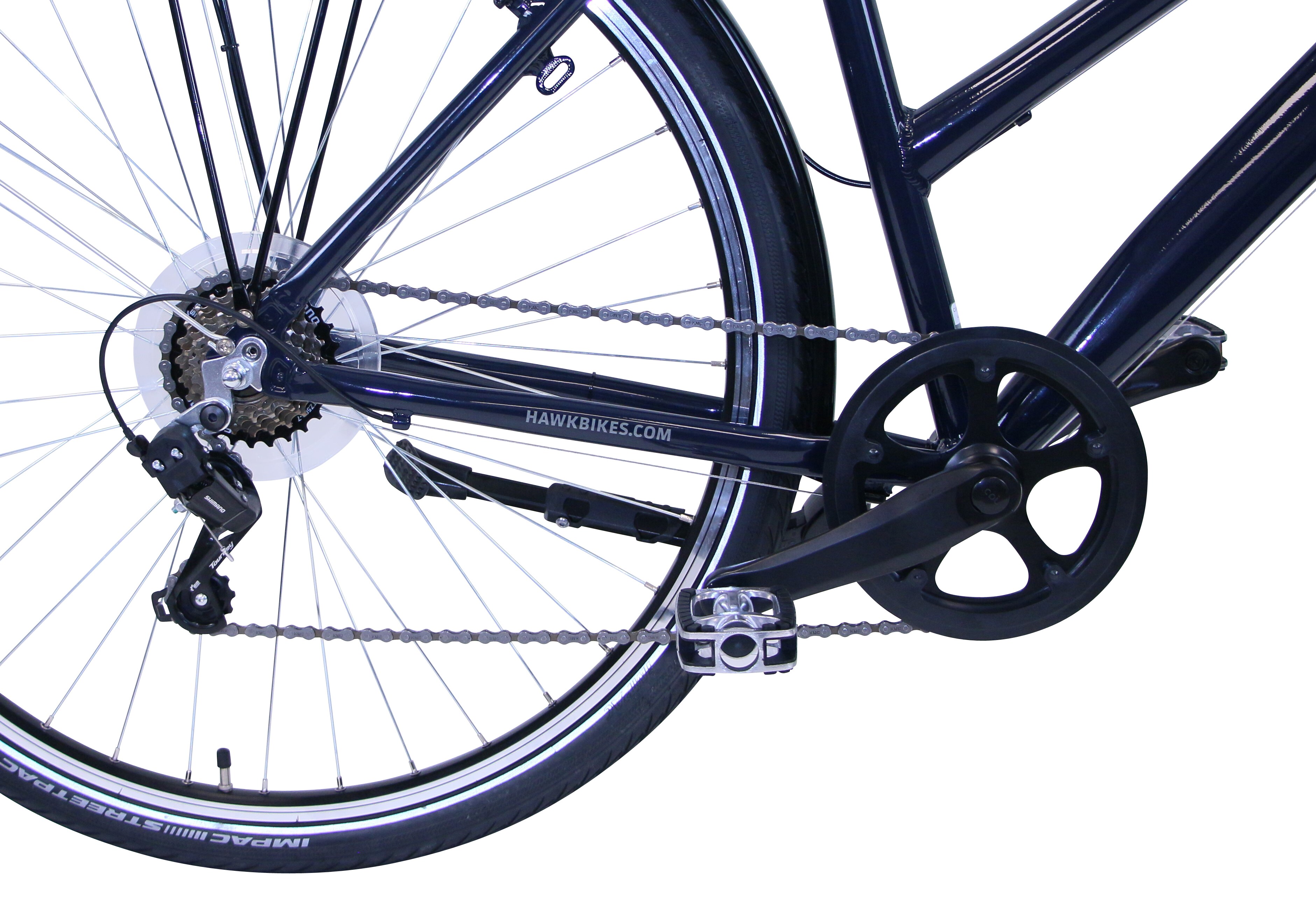 HAWK Citytrek Easy, Damen 28 Zoll , 7-Gang, Blau, 46 cm -Leichtes Stadtfahrrad mit 7-Gang Shimano Kettenschaltung & Nabendynamo