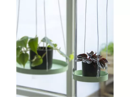 Support à plantes rond à suspendre vert Diamètre de 14 cm