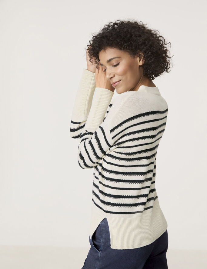Gerry Weber PULLOVER 1/1 SLEEVE Cream/blakc striped