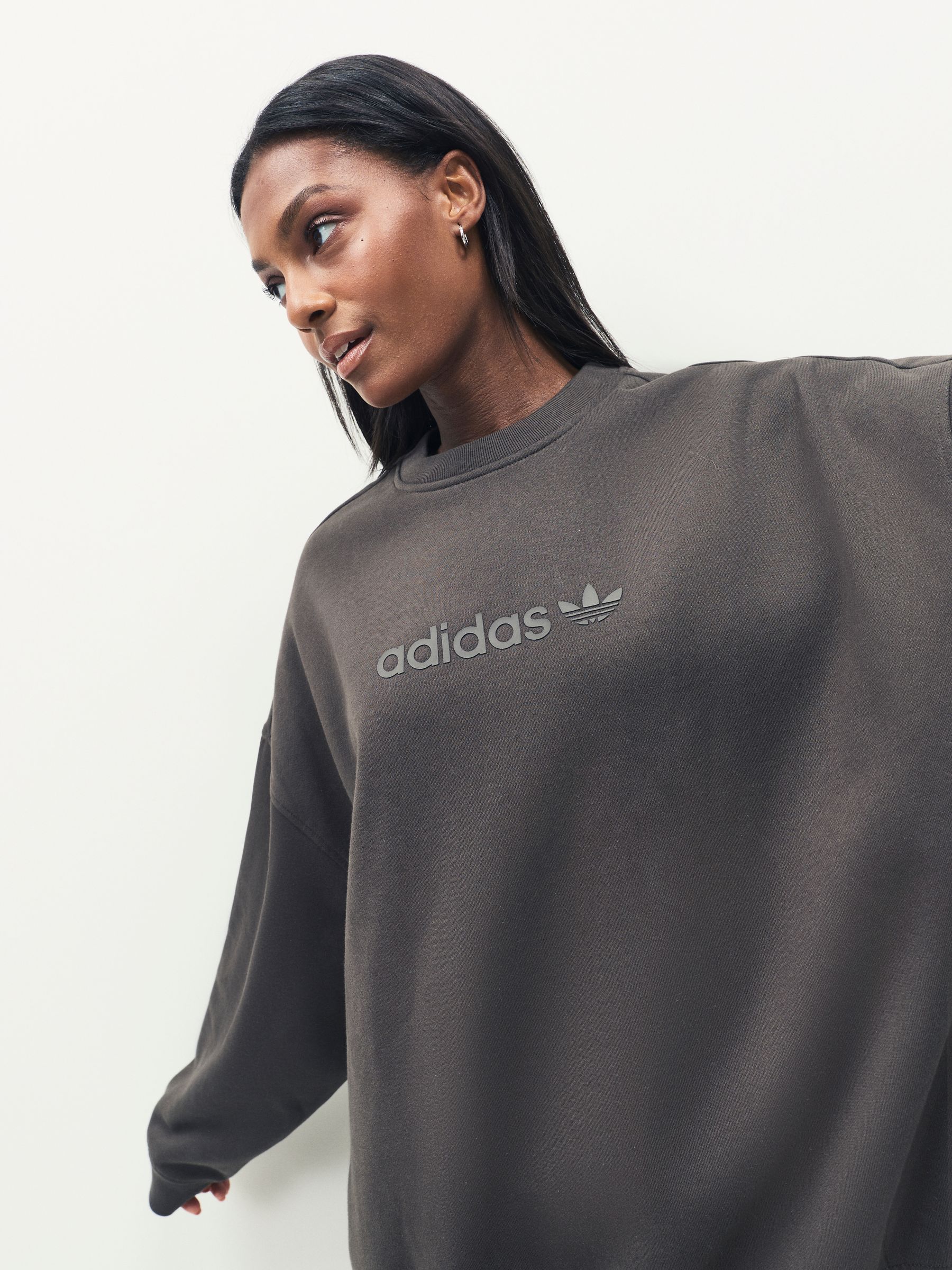 Groen - adidas Originals Essentials Linear Oversize Crew Sweatshirt