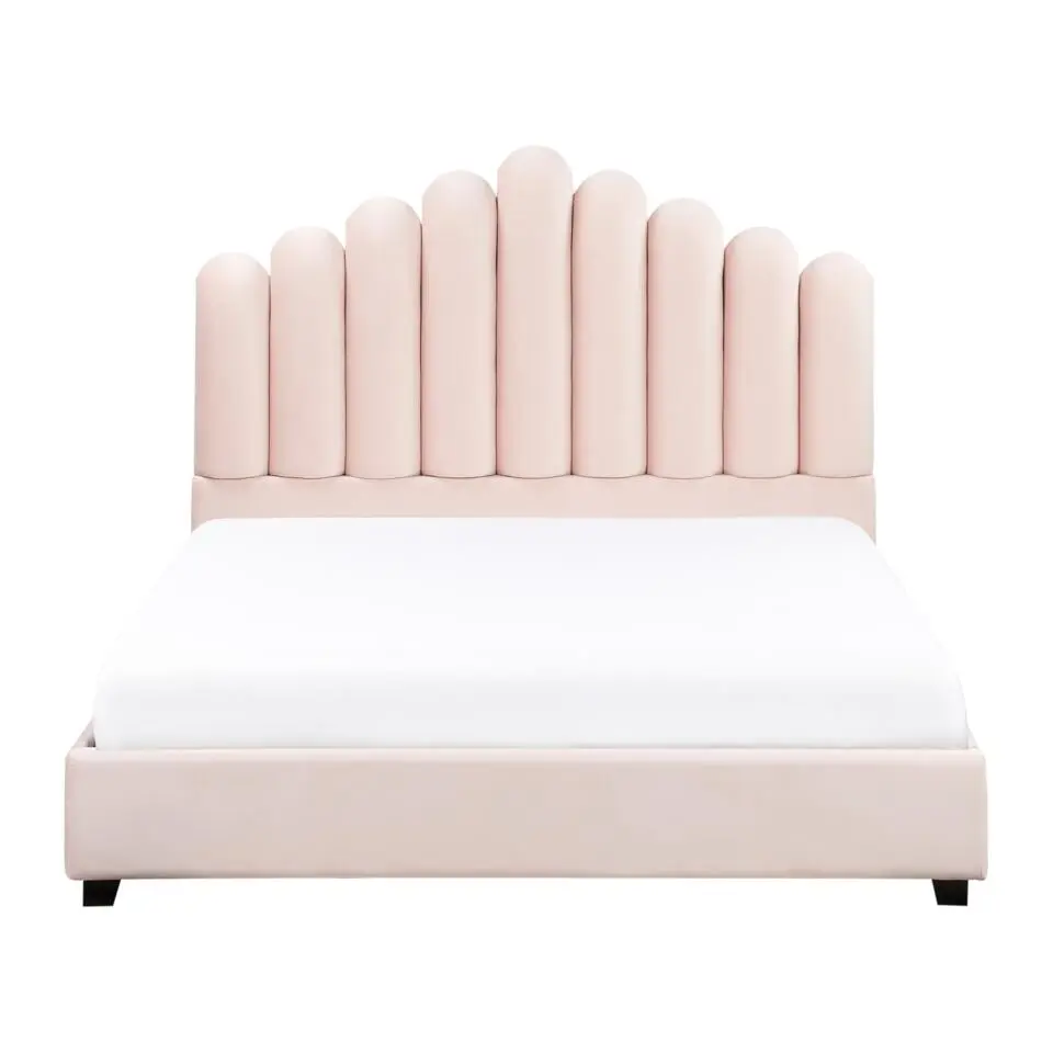 VINCENNES - Bed - Pastelroze - 140 x 200 cm - Fluweel